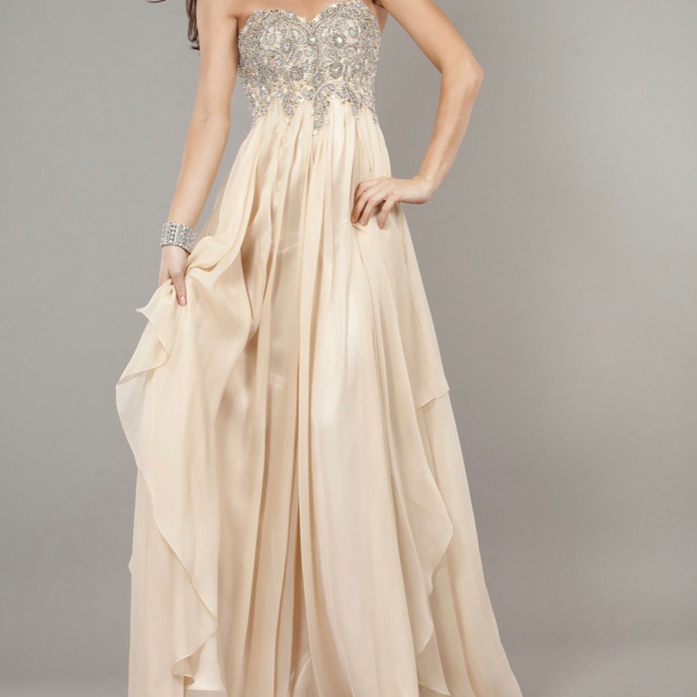 Jovani Nude Sequined Prom Dress